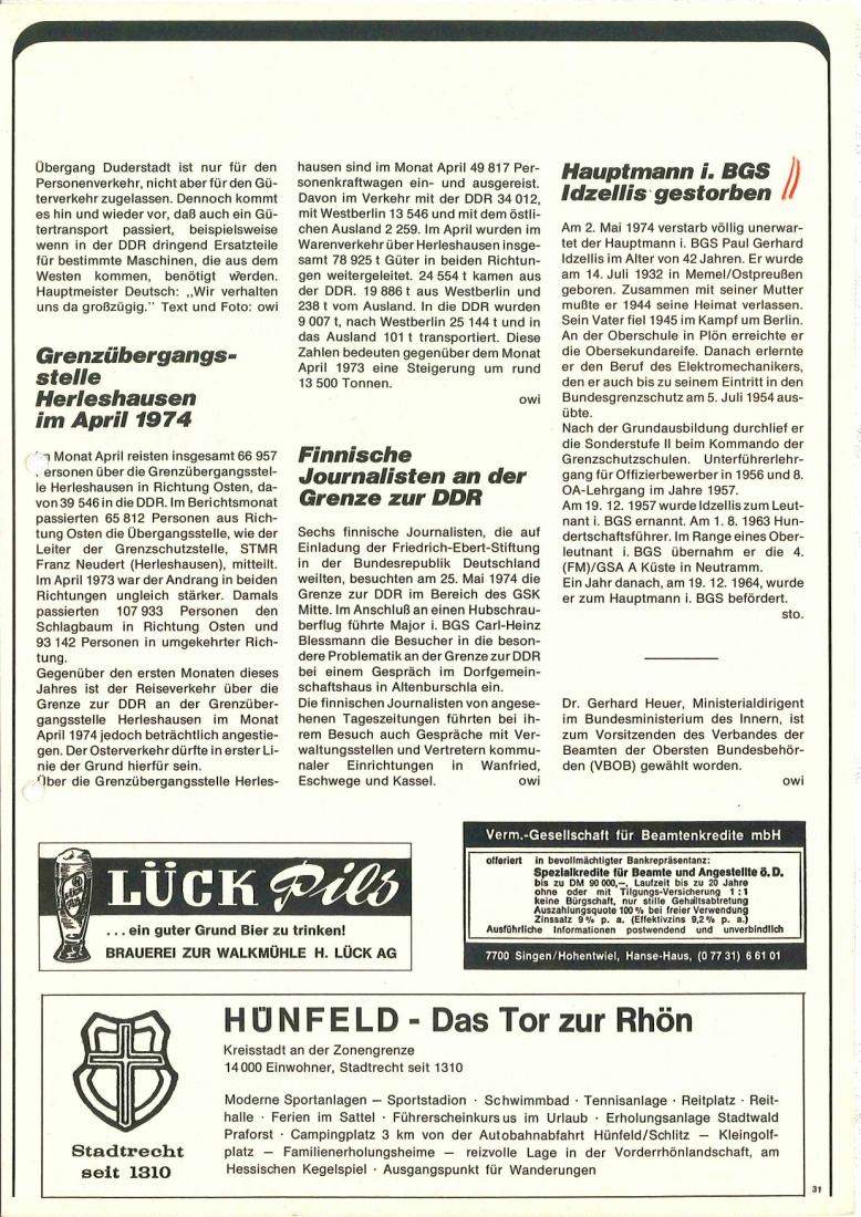 Zeitschrift des BGS 06/1974 – Seite 33