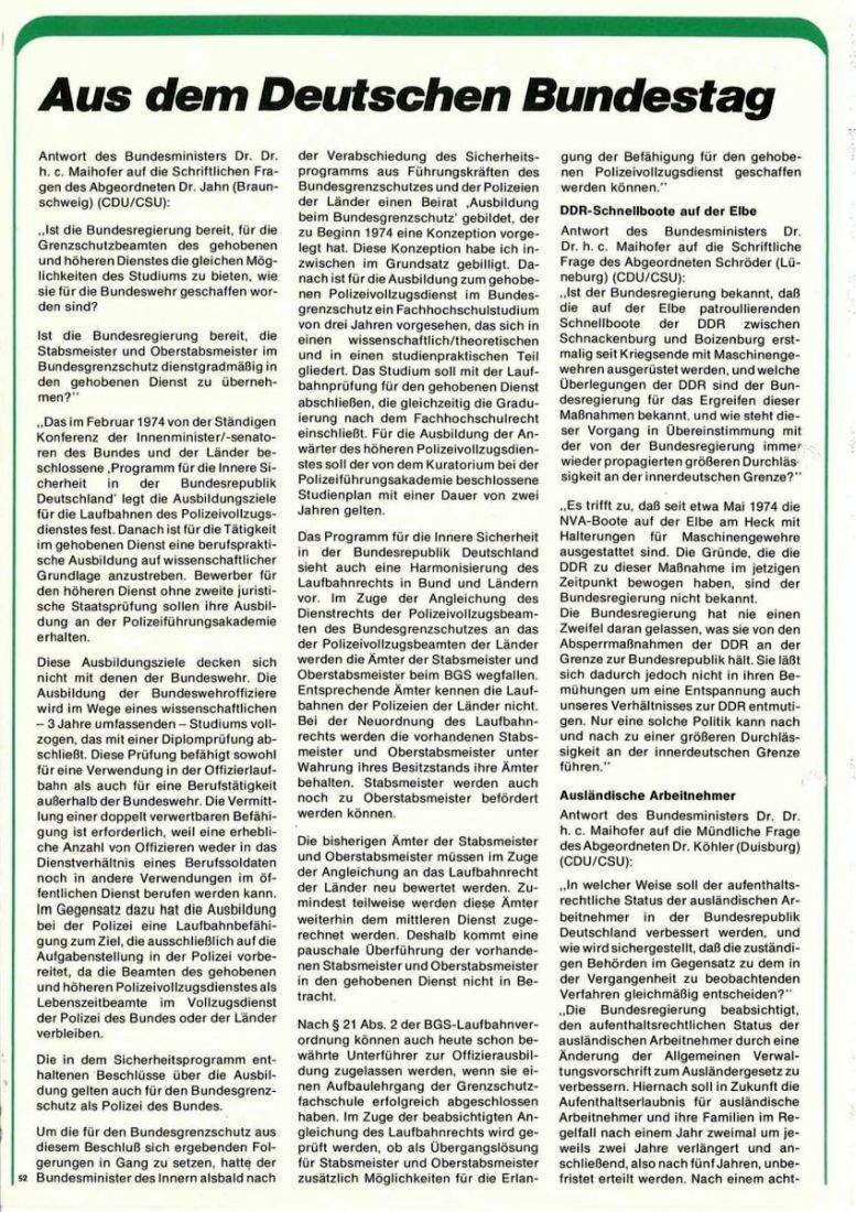 Zeitschrift des BGS 01/1975 – Seite 54