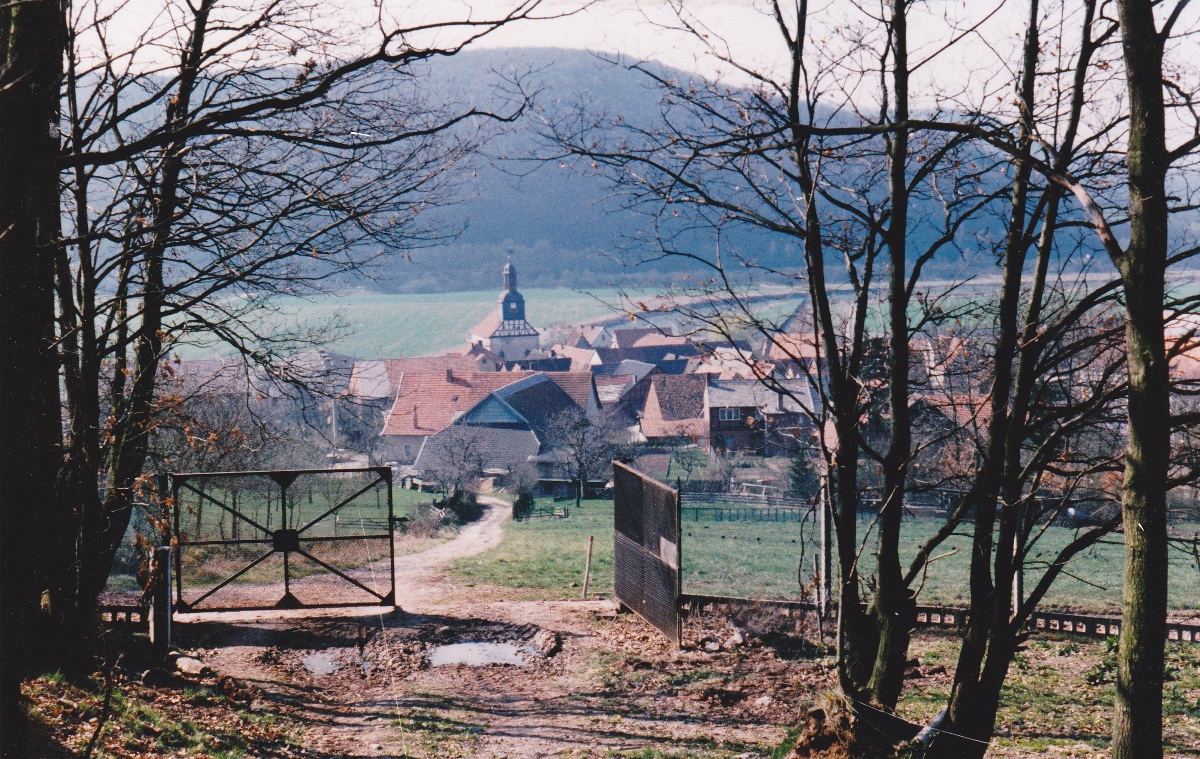Blick durch Zaun 1990 auf Wahlhausen